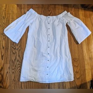 Abercrombie & Fitch 100% Cotton White Off the Shoulder Knee Length Dress sz S
